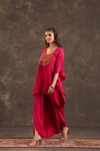 ชุดคุर्ติประดับประดา + กางเกงดอที สีชมพูรานี - Product Image 1