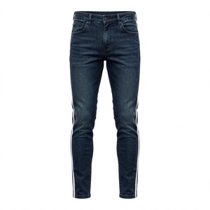 Jeans en denim délavé pour homme, coupe droite, taille mi-haute, en coton élasthanne, décontracté, respirant, séchage rapide, écologique, personnalisable - Product Image 3
