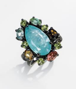 Bague délicate en tourmaline aigue-marine certifiée IGI, alliance en argent sterling, design minimaliste élégant, harmonie de couleurs douces, intemporelle - Product Image 1