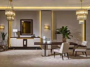 Modern Solid Teak Wood <b>Dining</b> Room Set Marble <b>Top</b> 6 Chairs Rectangle <b>Table</b> Minimalist Scandinavian Villa Home Furniture - Product Image 3