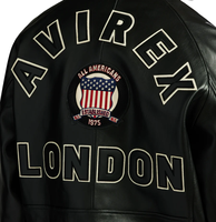 Veste bomber pour homme en cuir de vache véritable, style vintage, fermeture éclair, design personnalisable, haute qualité, drapeau américain sur le devant