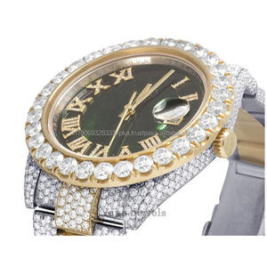 Reloj de diamante de moissanita de acero inoxidable para hombre de 41mm de lujo Premium, reloj de estilo Hip Hop de cristal analógico envejecido de alta calidad - Product Image 4