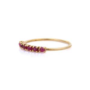 14K Solid Gold Hiphop Ruby Ring Set-Resizable Wedding Band - Product Image 3