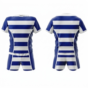 Men's Red White Striped Rugby Jersey Set Short Sleeve Breathable Athletic Fit Sublimated Print All Seasons Apparel - Product Image 1