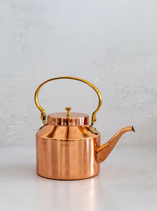 Vintage Victorian Style Pure Copper Teapot Mirror Polish Solid Copper Tea <b>Kettle</b> with Fixed Overhead Handle Gooseneck Spout Pots - Product Image 5