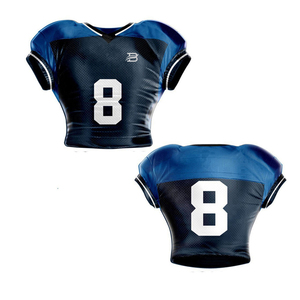 Ensemble de vêtements de sport pour homme en tissu durable, uniforme de football américain, maillot bleu avec le numéro 8 et pantalon noir - Product Image 4