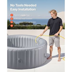 Vasca Idromassaggio Gonfiabile per 4-6 Persone, 81.9 x 26 Pollici, 130 Getti Rilassanti, Poggiatesta, Luce LED, Spa Portatile da Esterno - Product Image 6