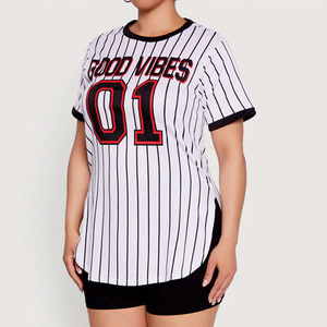 Maillot de football américain respirant en maille personnalisé pour femme, à rayures fines, grande taille, décontracté, pour équipe, OEM, marque privée, haut de sport - Product Image 4