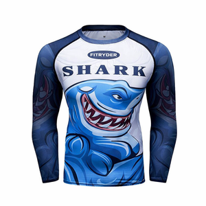 Fitryder <b>Men's</b> Long Sleeve MMA Rash Guard Heat-Transfer Printed Green Dragon Design Quick Dry <b>Compression</b> 220g <b>Shirt</b> - Product Image 2
