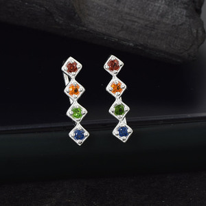 Pendientes Colgantes de Piedras Preciosas Variadas, Plata de Ley S925, Hechos a Mano, Estilo Boho de Lujo, para Bodas y Fiestas, Joyería Fina, Regalos - Product Image 5