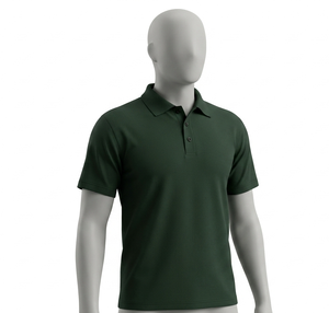 Polo homme vert foncé à manches courtes, col rabattu, coupe classique, 100% coton, couleur unie, toutes saisons - Product Image 1