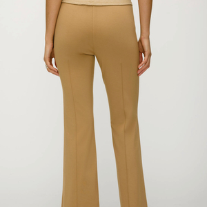 Pantalones de punto de color liso para mujer, rectos, hasta el tobillo, con cierre de cordón alto, estilo casual, logo en la pierna derecha, otoño, ecológicos - Product Image 5