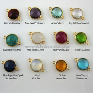 Handmade Sterling Silver Đa-Đá Quyến Rũ Vòng Đeo Tay Nối Mạ Vàng Vòng Lặp Đôi <span class=keywords><strong>Bezel</strong></span> Ruby Sapphire Đá Quý Phát Hiện - Product Image 4