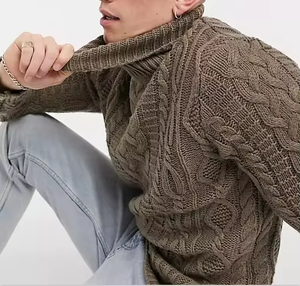Autumn Winter Thin Wool Turtleneck <b>Pullover</b> <b>for</b> <b>Men</b> Front Logo Breathable Commuter Long-sleeved Knitted Sweater - Product Image 6