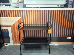 Black 2 Tier Steel <b>Wire</b> Shelving Cart With Wheels Portable Mesh Storage <b>Rack</b> For Indoor Use - Product Image 4