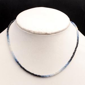 Excellent 925 Sterling Silver Necklace with Natural Shaded Blue Sapphire Rondelle Blue Sapphire Rondelle Necklace - Product Image 6