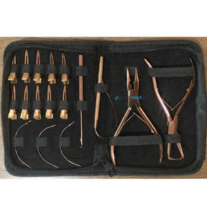 Professional <b>Hair</b> <b>Extension</b> <b>Tool</b> Kit Rose Gold Finish Pliers Loop Needle Hooks Complete Salon Set - Product Image 1