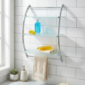 Toallero de baño de vidrio montado en la pared para el hogar Shopee OEM, función portátil, fabricante de muebles de almacenamiento de Taiwán - Product Image 2