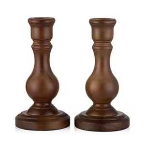 Juego de Portavelas de Madera Natural, Diseño Cónico en Forma de Columna, para Decoración del Hogar, Material de Madera Hecho a Mano - Product Image 6