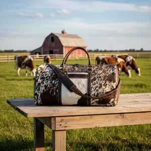 Bolsa de Viaje de Piel Auténtica con Cierre, Diseño Moderno, Piel de Vaca con Pelo, Precio de Fábrica, Venta al Por Mayor LHODB-0093 - Product Image 6