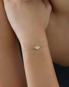 Pulseras de Cadena Ojo Turco de Oro Sólido 14K 18K con Diamantes Cultivados en Laboratorio Engastados en Puntas, Diseño Acanalado Minimalista para Uso Diario, Joyería Fina - Product Image 2