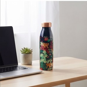 Bouteille d'eau en acier inoxydable avec couvercle à visser, gourde métallique réutilisable à motif floral de tigre - Product Image 6