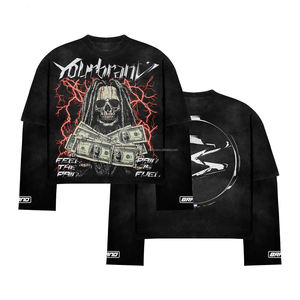 Camiseta Oversize de Hombre Estilo Streetwear Personalizada, 250 Gsm, con Pedrería, Efecto Desgastado, Lavado Ácido, Corte Cuadrado, Vintage - Product Image 2