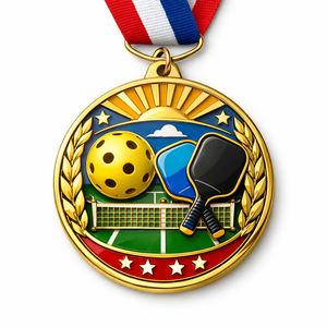 เหรียญรางวัลงานแข่งขัน พิมพ์ลาย UV เคลือบทอง ประดับกลิตเตอร์  สำหรับกีฬาพิคเคิลบอล - Product Image 4