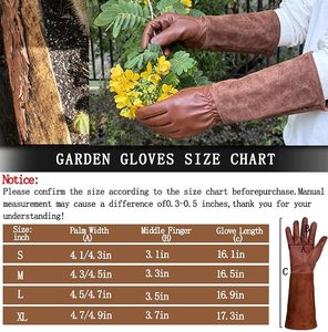 Guantes de Jardinería de Cuero Marrón Impermeables con Puño Reforzado, Resistentes a Pinchazos, Espinas y Cortes, Protección en la Palma, para Trabajo y Lavado de Manos - Product Image 6