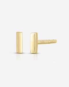 Pendientes de Barra Recta Pequeños, Oro Sólido de 14k y 18k, Minimalistas, con Cierre de Fricción, Pequeños y Elegantes, para Uso Diario, Joyería Fina - Product Image 1
