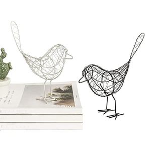 Juego de esculturas de pollo de alambre, decoración de metal en blanco y negro para mesa - Product Image 4