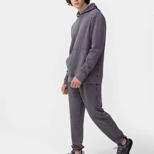 Ensemble de survêtement décontracté pour homme en molleton 100 % coton de qualité supérieure, respirant et léger, avec sweat à capuche et pantalon de jogging - Product Image 1