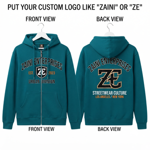 Mens Full <b>Zip</b> Breathable Anti-Wrinkle Hoodie 420 GSM Cotton Polyester Brushed Fleece Heavyweight Custom Embroidery Chenille - Product Image 1