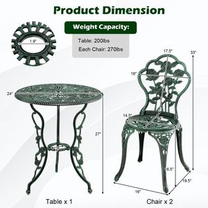 Set di Mobili da Giardino in Alluminio Pressofuso, Design a Rosa, Tavolo e Sedie Resistenti per Portico, Balcone, Bistrot - Product Image 4