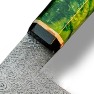 Couteaux de chef faits main sur mesure avec lame en acier multicouche, manche ergonomique en bois et résine pour la cuisine en restaurant et la préparation des légumes - Product Image 6