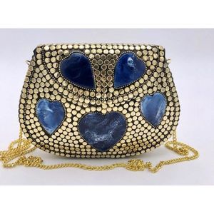 Vintage Antique <b>Silver</b> Women's Party <b>Clutch</b> Elegant Crystal Fashion Accessory - Product Image 1