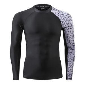 Men's Black Long Sleeve Rash Guard Full Sleeve Quick Dry Polyester <b>Compression</b> <b>Shirt</b> Printed Right Sleeve Outdoor Sport Top - Product Image 6