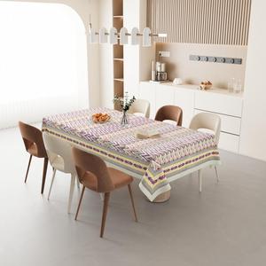 Floral Hand Block Printed Cotton Rectangular <b>Tablecloth</b> Textile Washable Eco-Friendly Simple Classic for Home & Hotel Use - Product Image 3