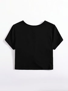 Custom Logo Cotton <b>Crop</b> <b>Top</b> T Shirt Wholesale Ladies Casual Short Sleeve Cropped Tee Summer Fashion Street Style Slim Fit <b>Top</b> - Product Image 2