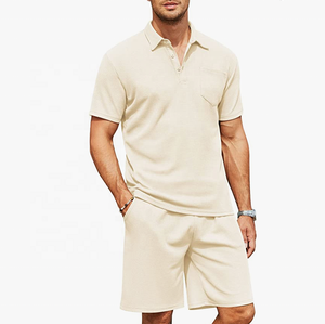 Ensemble Polo et Short 2 Pièces Tenue d'Été Décontractée Survêtement Uni avec Poches Respirant Séchage Rapide Grande Taille Homme Style Urbain - Product Image 6