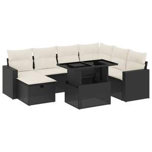 Conjunto de Sofá de Jardín con Reposabrazos Ajustables Grandes en Ratán Sintético Negro - Product Image 2