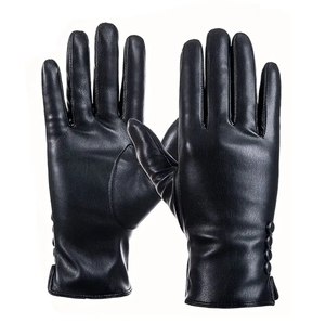 Gants en cuir véritable de haute qualité, style uni, doublure chaude, vente en gros (20 paires) - Product Image 6