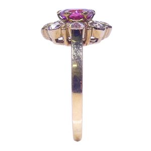 Anillos de Boda Antiguos Unisex con Turmalina de Corte Ovalado y Diamantes Redondos, Chapados en Oro de 14K, MOQ Bajo - Product Image 4