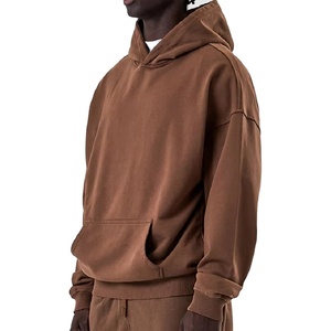 Surdimensionné pull sweat hommes 100% coton hiver respirant écologique solide épaules tombantes décolleté croisé polaire - Product Image 3