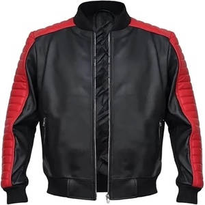 <b>Men's</b> Winter Canvas Leather <b>Jackets</b> with Washed Stand Collar Zipper Closure Sheep Fur Trim Breathable Plus Sized Wholesale - Product Image 1