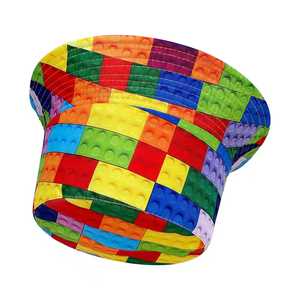 Unisex Bucket <b>Hat</b> Colorful Logo Print Outside Black Inside Polyester Casual Spring <b>Summer</b> 56-58CM - Product Image 2