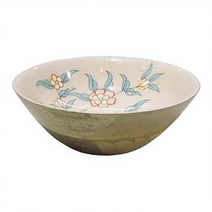 Venta al por mayor conjunto de diseño de esmalte único servidor de ensalada de gran capacidad de madera de mango ensaladera con utensilio para servir hecho a mano - Product Image 1