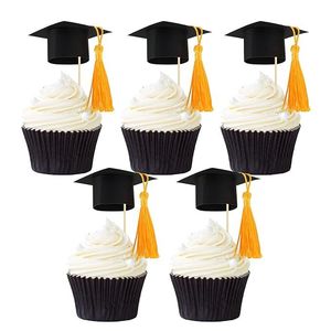 Gyufise 24 pz Topper per Cupcake a Forma di Cappello di Laurea 2025 con Nappa Dorata, Decorazioni Fai da Te per Feste di Congratulazioni per la Laurea, Topper per Bicchieri 2025 - Product Image 1