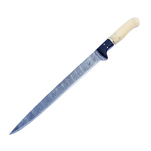 Custom Handmade Damascus Fillet Knife with Bone Handle Fixed Blade Fishing Knife Outdoor <b>Camping</b> Survival Knife - Product Image 1