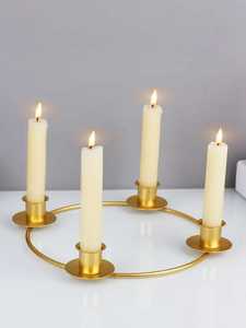 Wholesale 3 Light Gold Metal Square Loop <b>Lantern</b> Centerpiece Curved Taper <b>Candle</b> Holder Stand Handmade Eco-Friendly Hotel - Product Image 1
